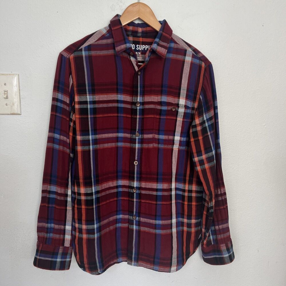 Mossimo Supply Co Button Up Double Layered Flannel Multi Plaid Shirt M